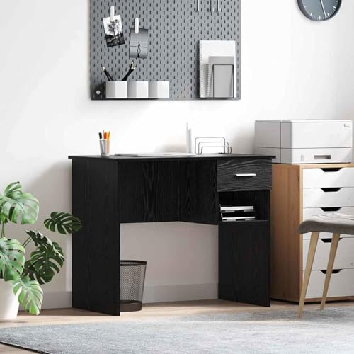 QUAHEAS Moderner Schreibtisch, 90x49.5x75 cm, Schwarze Eiche, Robustes Holz, ideal für Büro, Computer, Home, Work, Study QUAHEAS Moderner Schreibtisch, 90x49.5x75 cm, Schwarze Eiche, Robustes Holz, ideal für Büro, Computer, Home, Work, Study von QUAHEAS