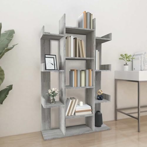 QUAHEAS Modernes Bücherregal Grau Sonoma aus Holzwerkstoff, robuster Standregal Organizer, vielseitiger Schrank für Bücher und Deko im Wohnzimmer, Schlafzimmer, 86x25,5x140 cm QUAHEAS Modernes Bücherregal Grau Sonoma aus Holzwerkstoff, robuster Standregal Organizer, vielseitiger Schrank für Bücher und Deko im Wohnzimmer, Schlafzimmer, 86x25,5x140 cm von QUAHEAS