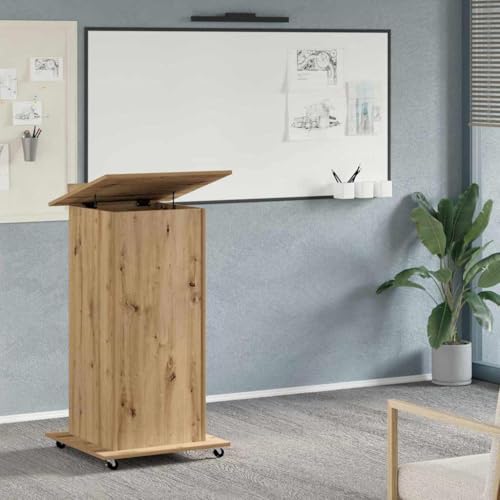 QUAHEAS Modernes Rednerpult mit Rollen, Artisan Eiche Holzwerkstoff, kompakter Computer-Stehpult für Büro, Zuhause, Arbeitszimmer, Verstellbarer Schreibtisch QUAHEAS Modernes Rednerpult mit Rollen, Artisan Eiche Holzwerkstoff, kompakter Computer-Stehpult für Büro, Zuhause, Arbeitszimmer, Verstellbarer Schreibtisch von QUAHEAS