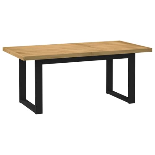 QUAHEAS NOAIN Esstisch Massivholz Kiefer 180x90x75 cm Natur/Schwarz U-Form-Beine, robuster Küchentisch für Esszimmer, Frühstück & Wohnzimmer, vielseitig modern pflegeleicht QUAHEAS NOAIN Esstisch Massivholz Kiefer 180x90x75 cm Natur/Schwarz U-Form-Beine, robuster Küchentisch für Esszimmer, Frühstück & Wohnzimmer, vielseitig modern pflegeleicht von QUAHEAS