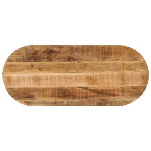 QUAHEAS Ovale Tischplatte aus rauem massivem Mangoholz 90x40x2,5 cm, langlebiger Ersatz für Esstisch & Schreibtisch, natürliche Holzmaserung von QUAHEAS