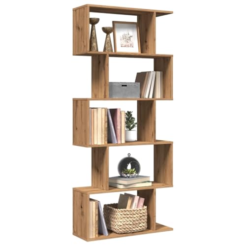 QUAHEAS Raumteiler-Bücherregal 5 Etagen Artisan-Eiche, 70x24x161 cm, Robustes Holzwerkstoff, vielseitiger Stauraum für Bücher, Dekoration QUAHEAS Raumteiler-Bücherregal 5 Etagen Artisan-Eiche, 70x24x161 cm, Robustes Holzwerkstoff, vielseitiger Stauraum für Bücher, Dekoration von QUAHEAS