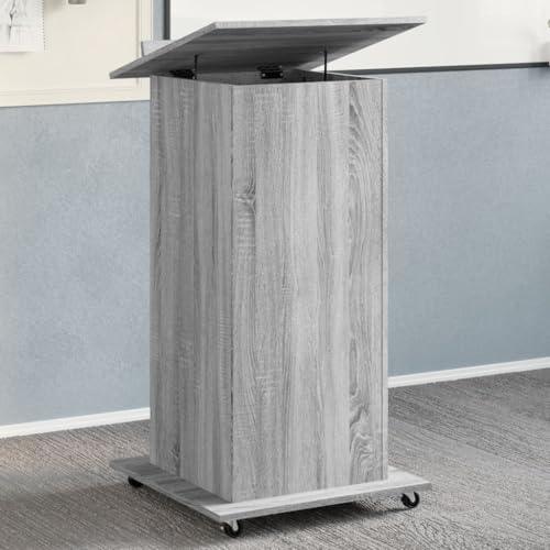 QUAHEAS Rednerpult, neigbares Stehpult für Präsentationen, mit Rollen, Schublade & Stauraum, Grau Sonoma, 55x55x107 cm QUAHEAS Rednerpult, neigbares Stehpult für Präsentationen, mit Rollen, Schublade & Stauraum, Grau Sonoma, 55x55x107 cm von QUAHEAS
