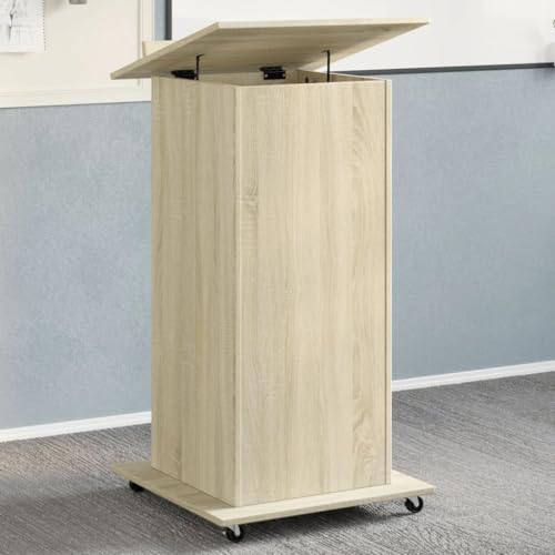 QUAHEAS Rednerpult mit Rollen, schwenkbarer Platte & Schublade, Sonoma-Eiche, 55x55x107 cm, ideal für Büro, Heim & Präsentationen QUAHEAS Rednerpult mit Rollen, schwenkbarer Platte & Schublade, Sonoma-Eiche, 55x55x107 cm, ideal für Büro, Heim & Präsentationen von QUAHEAS