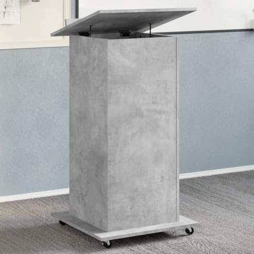 QUAHEAS Rednerpult mit Rollen & Schublade, neigbare Oberplatte, 55x55x107 cm, Betongrau, ideal für Büro, Heim & Präsentationen QUAHEAS Rednerpult mit Rollen & Schublade, neigbare Oberplatte, 55x55x107 cm, Betongrau, ideal für Büro, Heim & Präsentationen von QUAHEAS