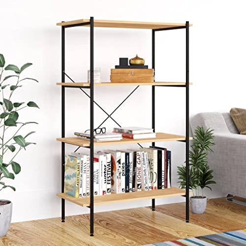 QUAHEAS Regal mit 4 Böden, Schwarz, Eiche-Optik, 80x40x130 cm, Robustes Standregal für Bücher, Akten, Deko, ideal für Büro, Wohnzimmer, Garage QUAHEAS Regal mit 4 Böden, Schwarz, Eiche-Optik, 80x40x130 cm, Robustes Standregal für Bücher, Akten, Deko, ideal für Büro, Wohnzimmer, Garage von QUAHEAS