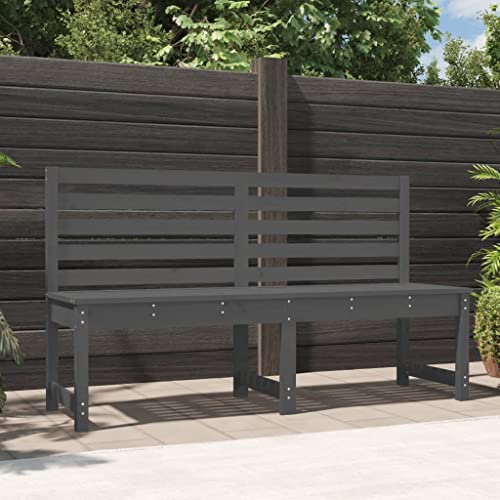 QUAHEAS Robuste Gartenbank Grau 157,5 cm aus Massivholz Kiefer, langlebige Outdoor-Sitzbank für Terrasse, Garten & Balkon, Bequeme Möbel für entspannte Sitzplätze im Außenbereich. von QUAHEAS