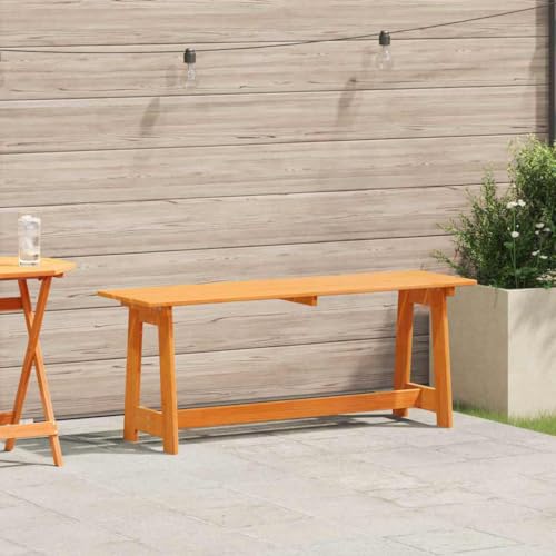 QUAHEAS Robuste Gartenbank aus massivem Akazienholz, 3-Sitzer, Braun, 119x35x47cm, poliert für Garten, Terrasse & Außenbereich – langlebige Sitzbank, ideale Sitzgelegenheit für Draußen von QUAHEAS