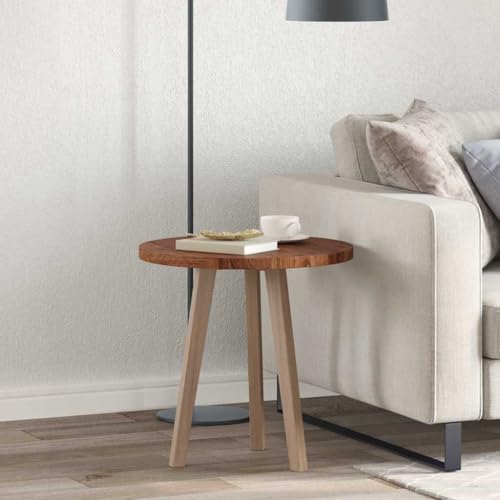 QUAHEAS Runde Tischplatte, Dunkelbraun, Ø 50 cm, Massives Eichenholz, 2.5 cm Dick, für Esszimmer, Schreibtisch & Außenbereich, Langlebig & Vielseitig von QUAHEAS