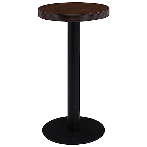 QUAHEAS Runder Bistrotisch Dunkelbraun Schwarz 40 cm, MDF Tischplatte, Stahlgestell für 2 Personen, Moderner Esstisch Küche Esszimmer Frühstück, Bar Café Platzsparend von QUAHEAS