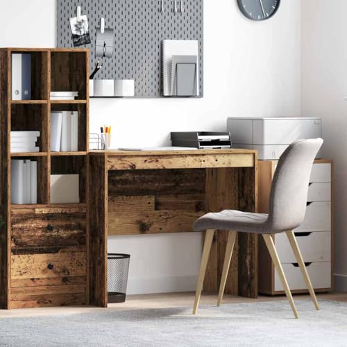 QUAHEAS Schreibtisch, 90x50x76cm, Altholz-Optik, aus recyceltem Holz, für Büro & Home Office, Moderner Rustikaler Stil, Kompakt von QUAHEAS