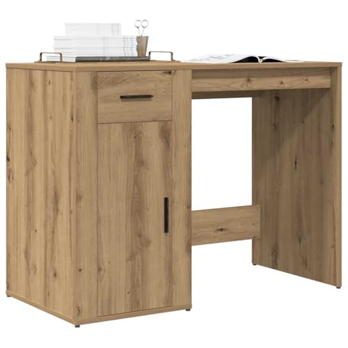 QUAHEAS Schreibtisch Artisan-Eiche 100x49x75 cm, Moderner Bürotisch mit Schublade und Schrank für Home-Office, Arbeitszimmer QUAHEAS Schreibtisch Artisan-Eiche 100x49x75 cm, Moderner Bürotisch mit Schublade und Schrank für Home-Office, Arbeitszimmer von QUAHEAS