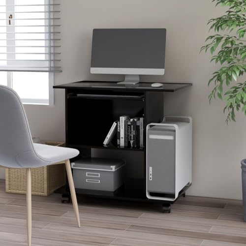 QUAHEAS Schreibtisch Schwarz 80x50x75 cm, Kompakter Computertisch mit Rollen, Ausziehbarer Tastaturablage, Ideal für Büro, Home Office, Arbeitszimmer, Gaming QUAHEAS Schreibtisch Schwarz 80x50x75 cm, Kompakter Computertisch mit Rollen, Ausziehbarer Tastaturablage, Ideal für Büro, Home Office, Arbeitszimmer, Gaming von QUAHEAS