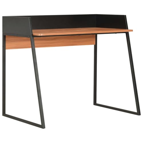QUAHEAS Schreibtisch Schwarz Braun, 90x60x88cm Computertisch, moderner Bürotisch mit U-förmigen Beinen, Home Office Schreibtisch für Arbeitszimmer, Stabiler Arbeitstisch QUAHEAS Schreibtisch Schwarz Braun, 90x60x88cm Computertisch, moderner Bürotisch mit U-förmigen Beinen, Home Office Schreibtisch für Arbeitszimmer, Stabiler Arbeitstisch von QUAHEAS
