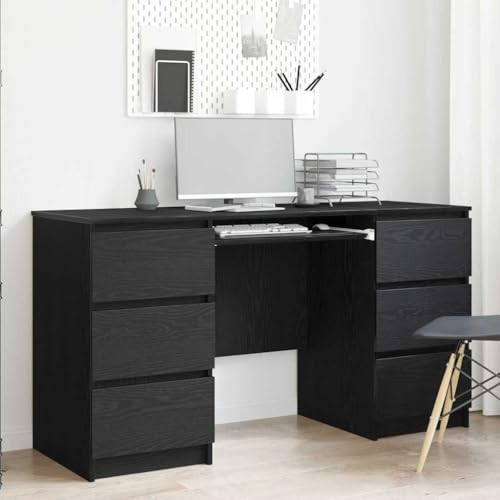 QUAHEAS Schreibtische, 2 STK., Schwarz Eiche, 140x50x76 cm, Holzwerkstoff, für Home Office, modernes Design, Computer, Arbeitstisch QUAHEAS Schreibtische, 2 STK., Schwarz Eiche, 140x50x76 cm, Holzwerkstoff, für Home Office, modernes Design, Computer, Arbeitstisch von QUAHEAS
