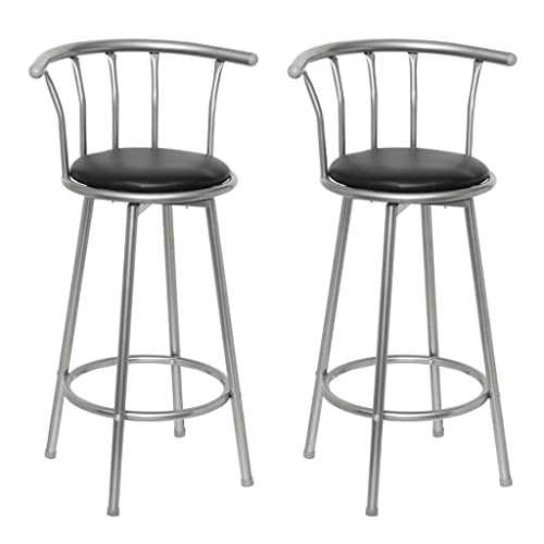 QUAHEAS Schwarze Barhocker 2er Set, Moderne Küchenstühle aus Kunstleder mit Stahlrahmen, ergonomisches Design für Theken und Esszimmer, komfortable Frühstücks-Möbel von QUAHEAS