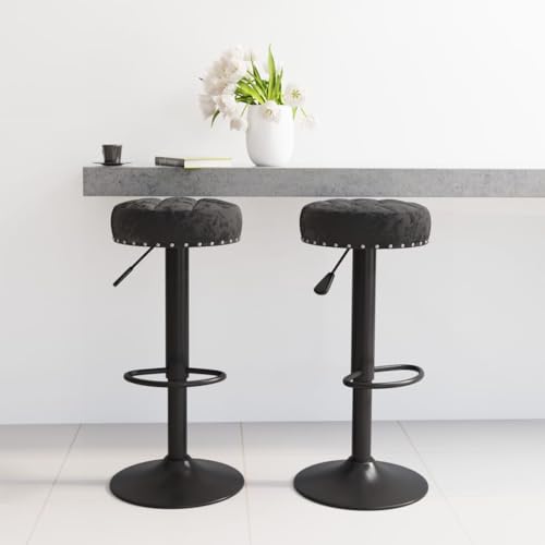 QUAHEAS Schwarze Samt Barhocker 2er Set, Höhenverstellbar mit Fußstütze, Drehbar für Küche Esszimmer & Theke, Modernes Design QUAHEAS Schwarze Samt Barhocker 2er Set, Höhenverstellbar mit Fußstütze, Drehbar für Küche Esszimmer & Theke, Modernes Design von QUAHEAS