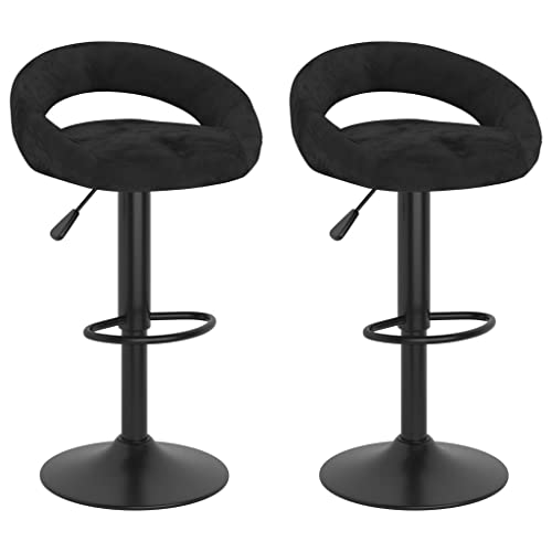 QUAHEAS Schwarze Samt Barhocker 2er-Set mit Gasfeder, drehbar, höhenverstellbar für Kücheninsel und Theke, Moderne Esszimmerstühle von QUAHEAS