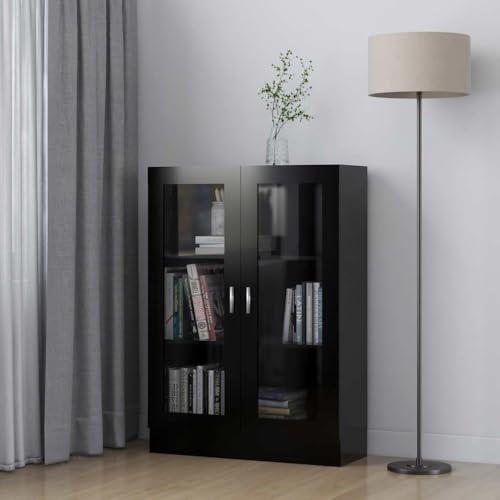 QUAHEAS Schwarzer Vitrinenschrank aus Holzwerkstoff, geräumiger Bücherregal Organizer für Aufbewahrung, vielseitiges Regal für Schlafzimmer, Wohnzimmer, Bücherschrank. QUAHEAS Schwarzer Vitrinenschrank aus Holzwerkstoff, geräumiger Bücherregal Organizer für Aufbewahrung, vielseitiges Regal für Schlafzimmer, Wohnzimmer, Bücherschrank. von QUAHEAS
