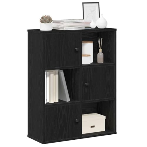 QUAHEAS Schwarzes Eichen-Optik Bücherregal 60x24x76,5 cm aus robustem Holzwerkstoff, vielseitiger Organizer für Bücher, Zeitschriften, Sammlerstücke, ideal als Regal für Schlafzimmer, Wohnzimmer QUAHEAS Schwarzes Eichen-Optik Bücherregal 60x24x76,5 cm aus robustem Holzwerkstoff, vielseitiger Organizer für Bücher, Zeitschriften, Sammlerstücke, ideal als Regal für Schlafzimmer, Wohnzimmer von QUAHEAS