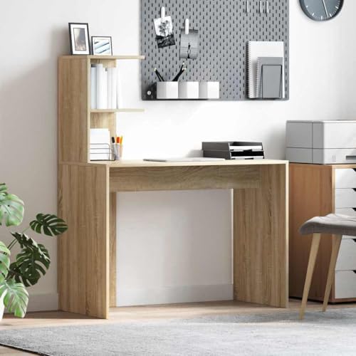 QUAHEAS Sonoma Eiche Schreibtisch, rechteckiger Computertisch für Heimbüro, moderner Arbeitstisch aus Spanplatte, ideal zum Studieren & Arbeiten QUAHEAS Sonoma Eiche Schreibtisch, rechteckiger Computertisch für Heimbüro, moderner Arbeitstisch aus Spanplatte, ideal zum Studieren & Arbeiten von QUAHEAS