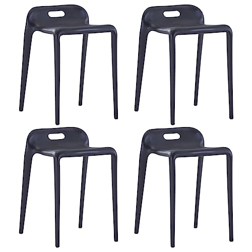 QUAHEAS Stapelbare Hocker 4er-Set Schwarz aus robustem PP Kunststoff, 48cm Sitzhöhe, vielseitig für Küche, Esszimmer & Outdoor von QUAHEAS