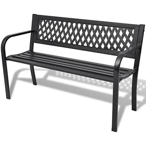QUAHEAS Stilvolle Gartenbank 118 cm Schwarz, robuste Sitzbank aus Stahl für entspannte Stunden im Freien, ideal als Outdoor Patio Möbel für Garten und Außenbereich, komfortable 2-Sitzer Bank QUAHEAS Stilvolle Gartenbank 118 cm Schwarz, robuste Sitzbank aus Stahl für entspannte Stunden im Freien, ideal als Outdoor Patio Möbel für Garten und Außenbereich, komfortable 2-Sitzer Bank von QUAHEAS