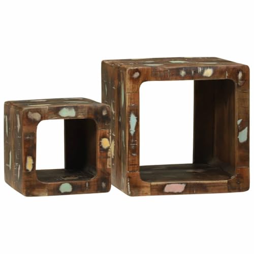 QUAHEAS TV Einheit mit Regal, 2er Set aus recyceltem Massivholz, Mattes Finish, Mehrfarbig, robuste Ablage für Wohnzimmer QUAHEAS TV Einheit mit Regal, 2er Set aus recyceltem Massivholz, Mattes Finish, Mehrfarbig, robuste Ablage für Wohnzimmer von QUAHEAS