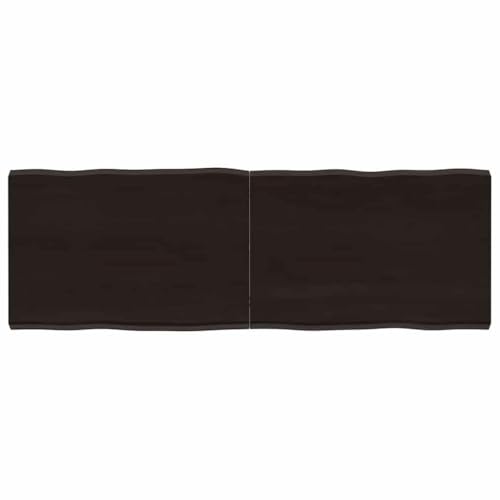 QUAHEAS Tischplatte 120x40x(2-4) cm Massives Eichenholz, Dunkelbraun Behandelt, Baumkante für Zuhause & Büro, Langlebige Schreibtischplatte von QUAHEAS