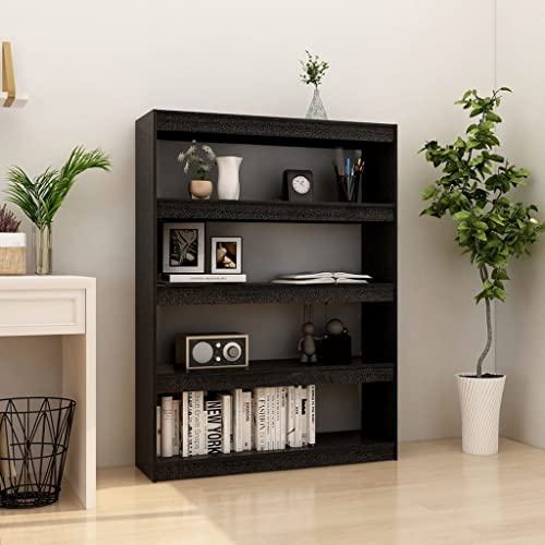 QUAHEAS Vielseitiges Bücherregal aus massivem Kiefernholz, Schwarz, 100x30x135,5cm, als Regal & Bücherschrank für stilvolle Aufbewahrung & Raum-Organizer QUAHEAS Vielseitiges Bücherregal aus massivem Kiefernholz, Schwarz, 100x30x135,5cm, als Regal & Bücherschrank für stilvolle Aufbewahrung & Raum-Organizer von QUAHEAS