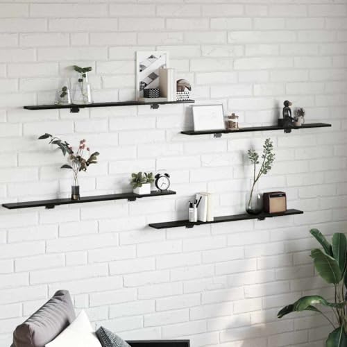 QUAHEAS Vielseitiges Regalbrett 4er Set in Schwarz, 100x10x1.5 cm aus langlebigem Holzwerkstoff, idealer Organizer für Bücher und Stauraum im Zimmer, perfekt als Bücherregal. QUAHEAS Vielseitiges Regalbrett 4er Set in Schwarz, 100x10x1.5 cm aus langlebigem Holzwerkstoff, idealer Organizer für Bücher und Stauraum im Zimmer, perfekt als Bücherregal. von QUAHEAS