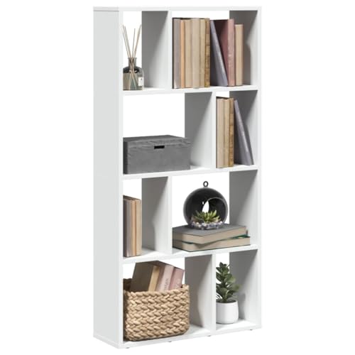 QUAHEAS Weißes Bücherregal aus Holzwerkstoff, modernes Design, vielseitige Regale für Stauraum, ideal als Organizer im Zimmer oder als praktisches Shelf von QUAHEAS