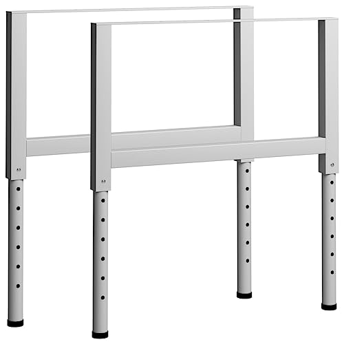 QUAHEAS Werkbankgestell Verstellbar 2 STK. Metall 85x(69-95,5) cm Grau, Höhenverstellbare Tischbeine für Arbeitsplatte, Robuste Basis für Heimwerker von QUAHEAS