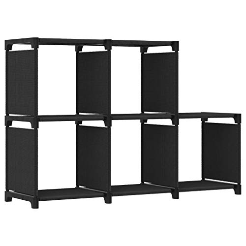 QUAHEAS Würfelregal mit 5 Fächern, Schwarz, 103x30x72,5 cm, aus Stoff, vielseitiges Storage und Organizer für Bücher, Deko und Kleidung QUAHEAS Würfelregal mit 5 Fächern, Schwarz, 103x30x72,5 cm, aus Stoff, vielseitiges Storage und Organizer für Bücher, Deko und Kleidung von QUAHEAS