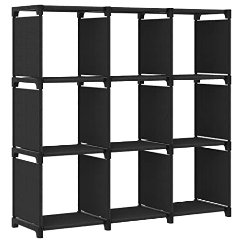 SONGMICS Würfelregal mit 9 Fächern, Stoff-Aufbewahrungseinheit, Schwarz, 103x30x107,5 cm, für Bücher, Sammlerstücke, Dekoration, Schlafzimmer, Büro SONGMICS Würfelregal mit 9 Fächern, Stoff-Aufbewahrungseinheit, Schwarz, 103x30x107,5 cm, für Bücher, Sammlerstücke, Dekoration, Schlafzimmer, Büro von QUAHEAS