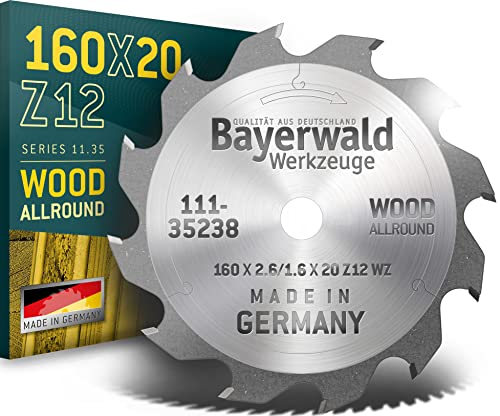 Bayerwald - HM Handkreissägeblatt für Holz - Ø 160 mm x 2,6 mm x 20/16 mm | Wechselzahn (12 Zähne/sehr grob) | ohne Nebenlöcher von QUALITÄT AUS DEUTSCHLAND Bayerwald Werkzeuge