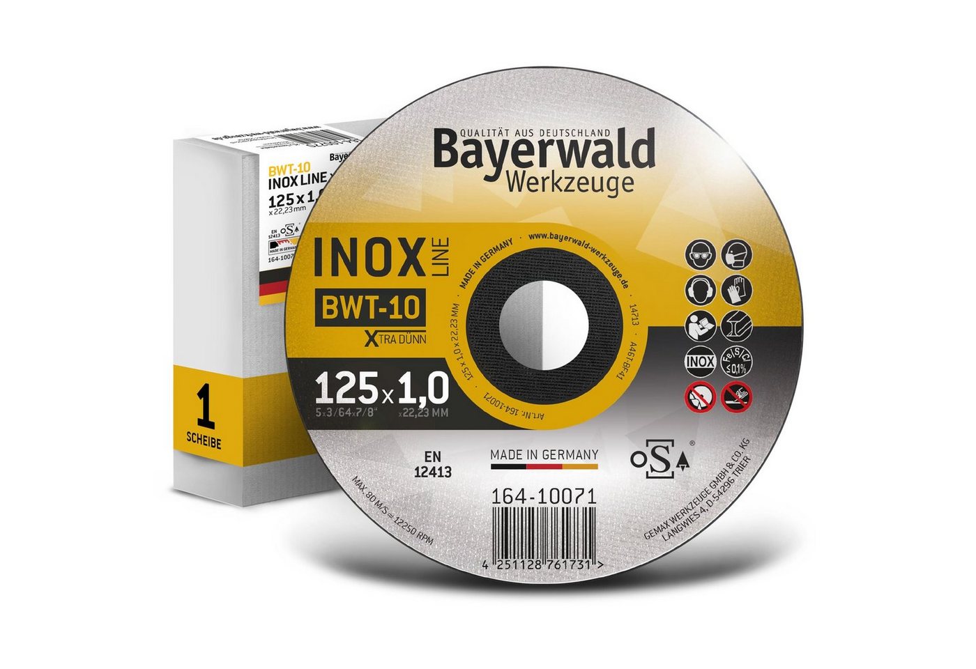 QUALITÄT AUS DEUTSCHLAND Bayerwald Werkzeuge Kreissägeblatt Bayerwald BWT-10 Trennscheibe, Ø125 mm - 1 mm -, 22.23 mm (Bohrung) von QUALITÄT AUS DEUTSCHLAND Bayerwald Werkzeuge