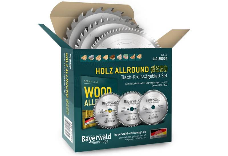 QUALITÄT AUS DEUTSCHLAND Bayerwald Werkzeuge Kreissägeblatt HOLZ ALLROUND Ø250 Tisch-Kreissägeblatt Set von QUALITÄT AUS DEUTSCHLAND Bayerwald Werkzeuge