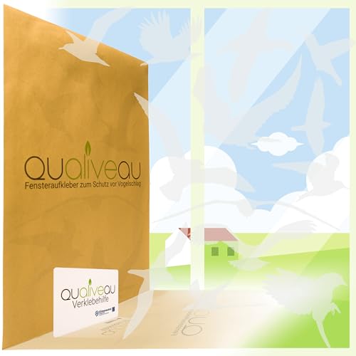 Qualiveau® 12-30cm Große Fensterbilder Aufkleber zum Schutz vor Vogelschlag, Komplettset mit Verklebehilfe, Transparent Milchglas von QUALIVEAU