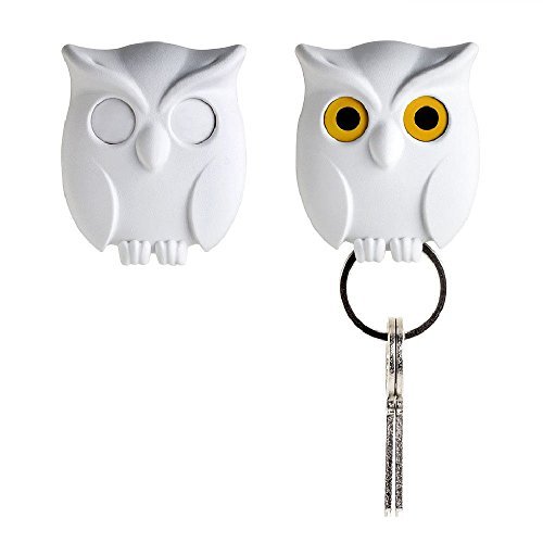 QUALY Night Owl Keyring Holder by Design Studio. White Color. Cool Home Decor. Unusual Wall Decoration. Unique Gift. by von QUALY