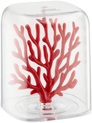 QUALY 5217154RE Aufbewahrungsbox, Koralle, Rot, transparent, für Badezimmer, WC, Kunststoff, 9 x 9 x 11 cm, Koralle ca. 10 cm hoch von QUALY