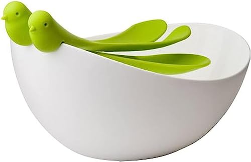 QUALY Sparrow Salad Bowl with Servers, Salad Bowl, Salad Bowl Large Serving, Bowls for Kitchen Plastic, Salad Serving Bowl, Serving Bowls, Serving Bowls for Party, Serving Bowls for Party Plastic von QUALY