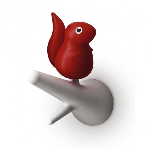 QUALY Squirrel QL10088whred Kleiderhaken 2er Set, weiß/rot von QUALY