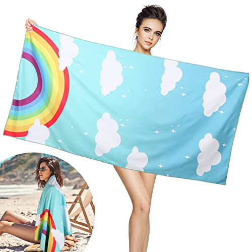 QUANHAO Microfaser Handtücher, sandfreie, schnell trocknende und leichte Stranddecke.160 x 80 cmPerfekt für den Strand，Badetuch groß, Reisehandtuch | Reise, Strand, Sauna, (Wolke) von QUANHAO