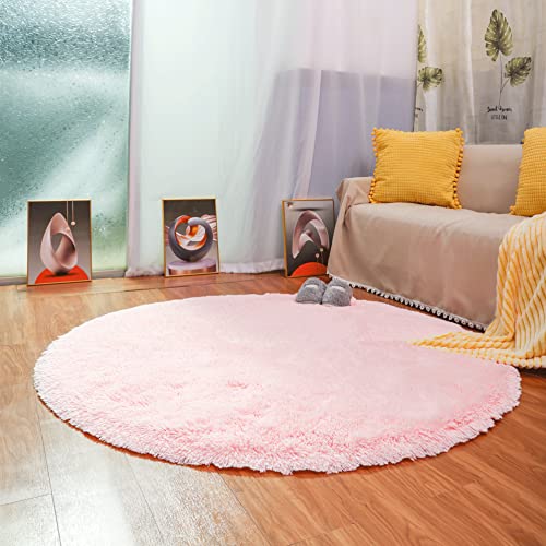 QUANHAO Plüsch Teppich Super weicher Faux Flauschiger Samt Moderne Flauschige Innenteppiche，Lange Haare Fell Optik Gemütliches Bettvorleger Sofa Matte (Rosa, 140X140CM) von QUANHAO