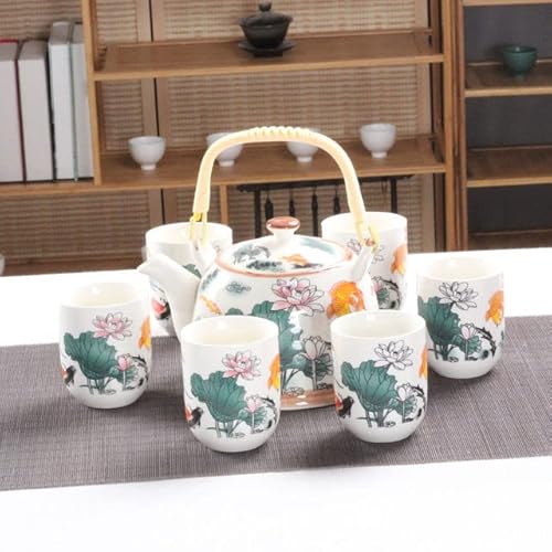 QUANLI 1 Kanne 6 Tassen kreatives Keramik-Teeset, handgefertigte Teekanne, Tasse, chinesisches Porzellan, Geschenk, GungFu-Blumentee, Teegeschirr, Büro, Reise, Teegeschirr von QUANLI