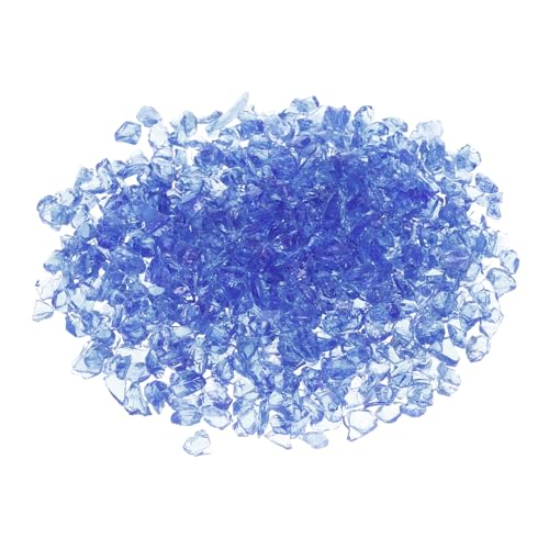 QUARKZMAN 0,66 Pfund Feuerglasstein, 6-9mm hochglänzend reflektierende Feuertischglassteine für Kamin Feuertisch Haus Garten Dekoration, Vasenfüller, Landschaftsgestaltung, Blau von QUARKZMAN