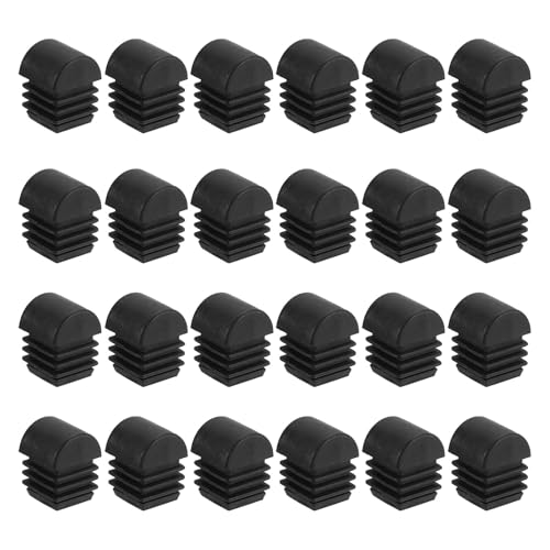 QUARKZMAN 0,8 x 0,8 Zoll Rechteckiger Kunststoffstopfen, 24 Stück Weiße Rohrstopfen Kunststoffstopfen Kappe Einsatz Gleitkappe für Metallrohre Zaun Tisch Stühle Möbel, Schwarz von QUARKZMAN