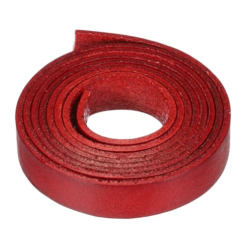 QUARKZMAN 1 Meter Lederband Flach 12mm Lederschnur, Lederschnüre Echt Lederriemen für Armbänder Schnur Schnürsenkel DIY Bastelprojekte Rotbraun von QUARKZMAN
