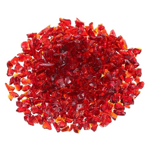 QUARKZMAN 1 Pfund Feuer Glas Felsen 6-9mm Hoch Glanz Reflektierend Feuerstelle Glas für Kamin Feuerstelle Tisch Zuhause Garten Dekoration Vase Füller Landschaftsgestaltung Rot von QUARKZMAN